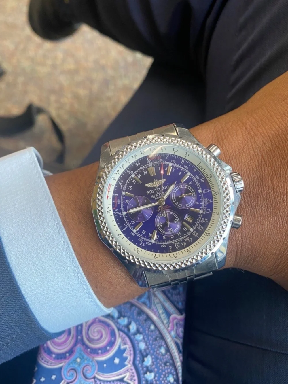 Breitling for Bentley Men's Purple Dial Auto Chronograph Date Steel Watch